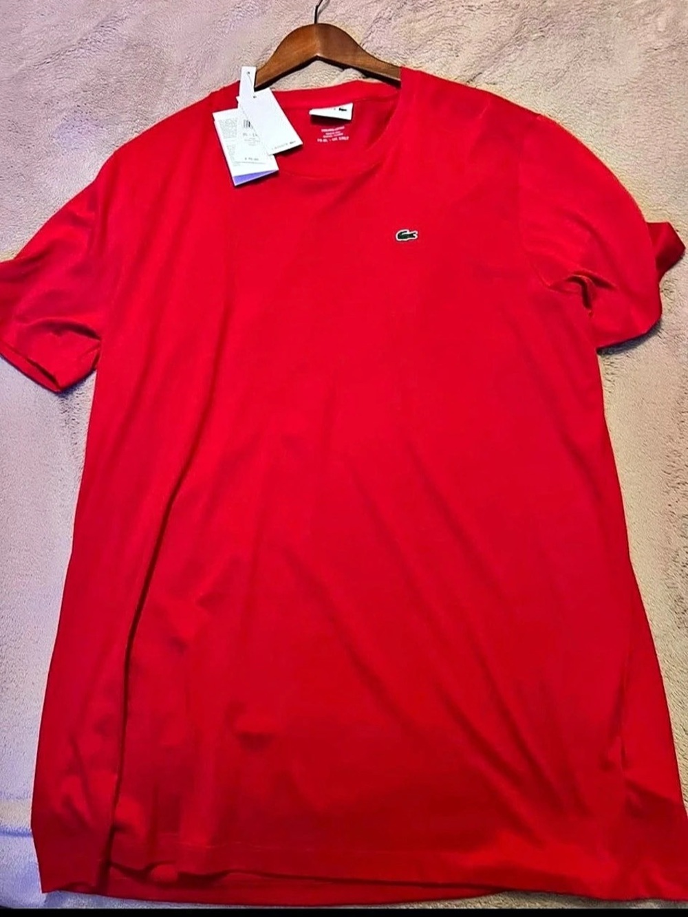 Lacoste Men's Pima Cotton Crew Neck T-Shirt Red Cotton Short Sleeve Tee Size XLT